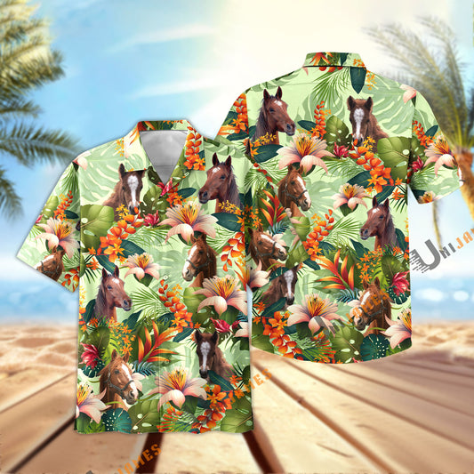 Uni Horse Cool Summer Mint Pattern Hawaiian Shirt