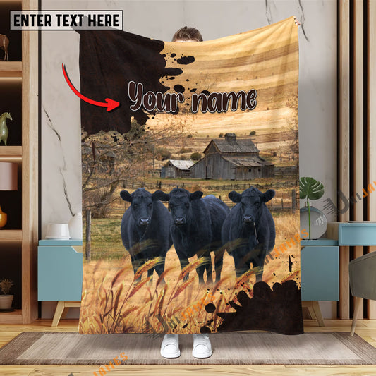 Uni Personalized Name Diligent Black Angus Blanket
