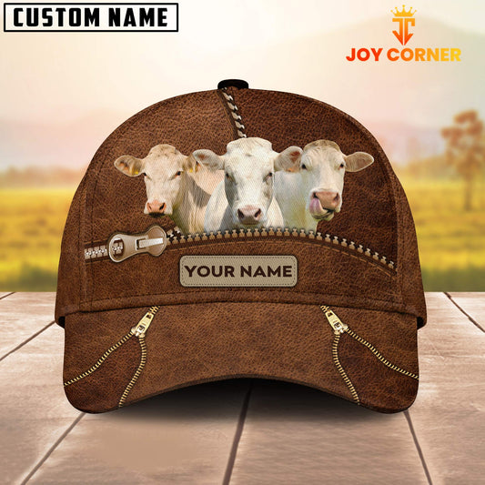 Uni Charolais Cattle Zipper Pattern Customized Name Cap