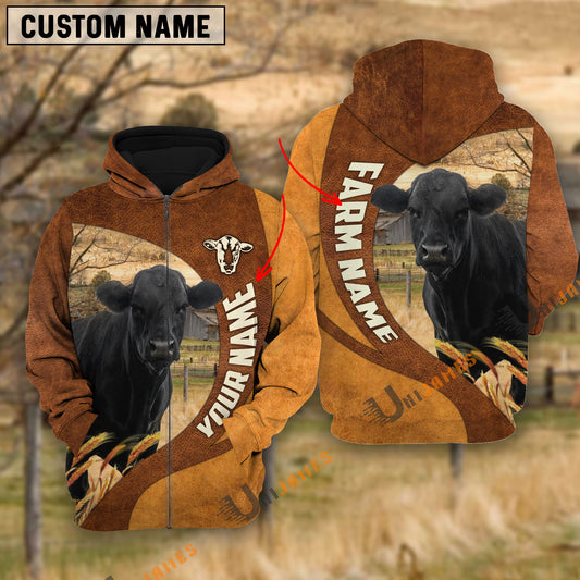 Unijames Black Angus Farming Life Personalized Name 3D Hoodie