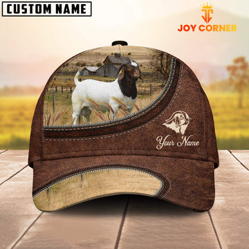 Uni Boer Goat On The Farm Customized Name Leather Pattern Cap