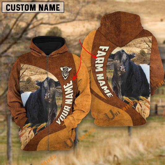 Unijames Belted Galloway Farming Life Personalized Name 3D Hoodie