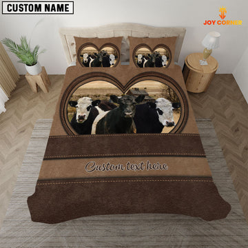 Uni Belted Galloway In Heart Custom Name Bedding Set