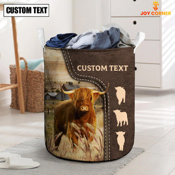 Uni Highland Custom Name Leather Pattern Laundry Basket