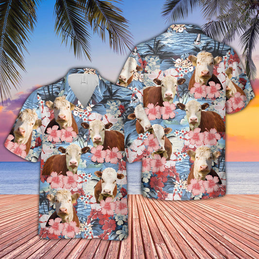 Uni Hereford Flower Farming 3D Hawaiian Shirt