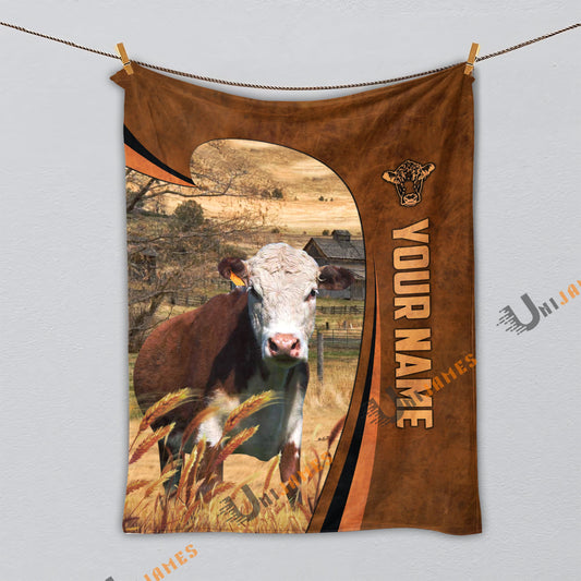 Uni Personalized Name Hereford Premium Brown Pattern 3D Blanket
