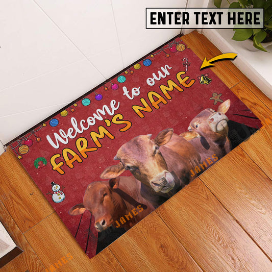 Uni Beefmaster Christmas Custom Name Doormat
