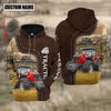 Uni Red Tractor Farming Leather Pattern Personalized 3D Hoodie