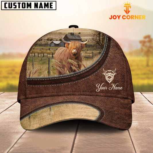 Uni Miniature Highland On The Farm Customized Name Leather Pattern Cap