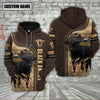 Uni Black Angus Cattle Brown Leather Personalized 3D Hoodie