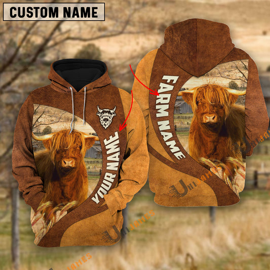 Unijames Highland Farming Life Personalized Name 3D Hoodie