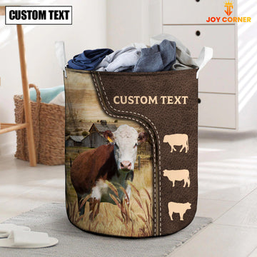 Uni Hereford Custom Name Leather Pattern Laundry Basket