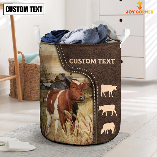 Uni Ayrshires Custom Name Leather Pattern Laundry Basket