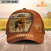 Uni Highland Customized Name Brown Leather Pattern Cap