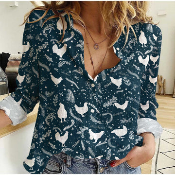 Unique Chicken Navy Pattern Casual Shirt