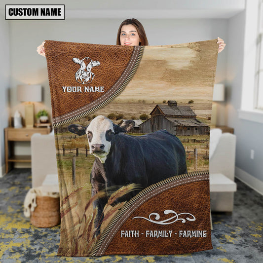 Uni Personalized Name Black Baldy Faith Family Farming Blanket