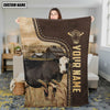 Uni Personalized Name Black Hereford Leather Pattern Blanket
