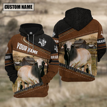 Uni Brahman Cattle Leather Farm Personalized 3D Hoodie