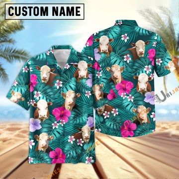 Uni Hereford Green Flowers Summer Pattern Hawaiian Shirt