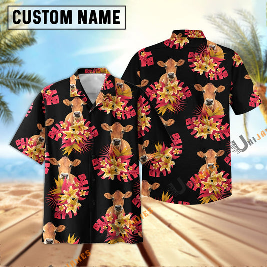 Unique Jersey Black Red Flowers Pattern Hawaiian Shirt