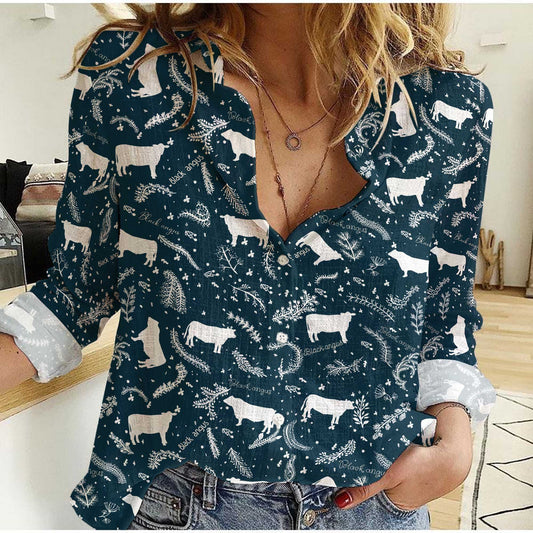 Unique Black Angus Navy Pattern Casual Shirt