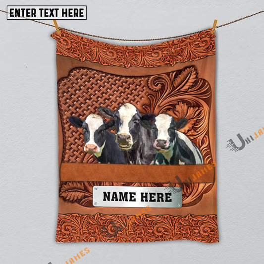 Uni Holstein Cattle Farming Life Personalized Name Blanket