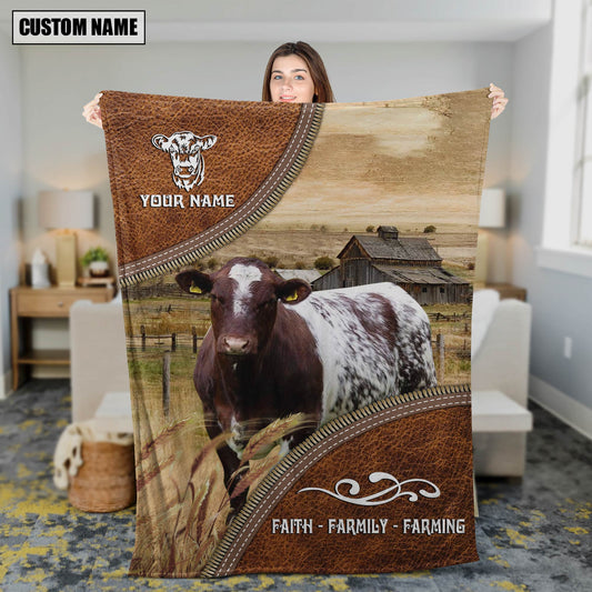 Uni Personalized Name Shorthorn Faith Family Farming Blanket