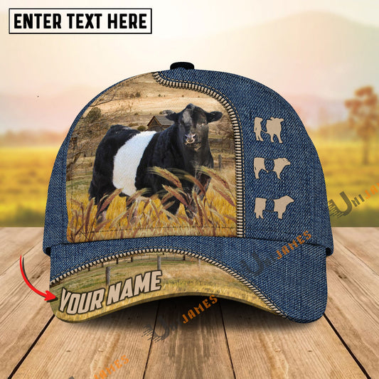 Uni Belted Galloway Farm Jeans Pattern Customized Name Cap