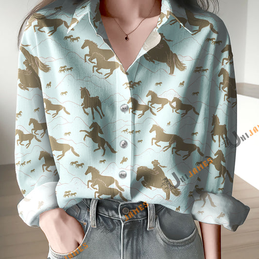 Unique Horse Giddyup Pattern Casual Shirt