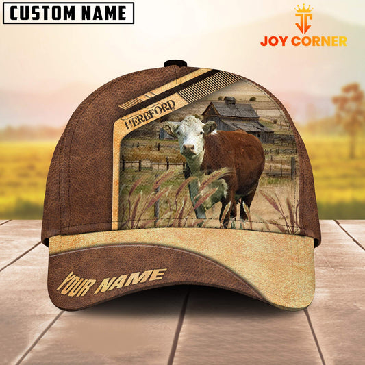 Uni Hereford Cattle Customized Name Brown Farm Cap