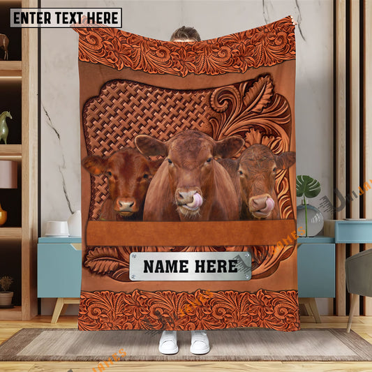 Uni Red Angus Farming Life Personalized Name Blanket