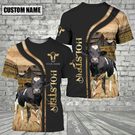 Uni Customized Name Name Holstein On The Farm 3D T - Shirt 2023