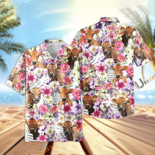 Unique Jersey Seamless Floral Pattern 3D Hawaiian Shirt