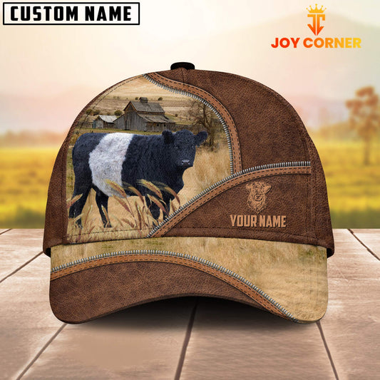 Uni Belted Galloway Zipper Leather Pattern Customized Name Cap