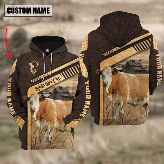 Uni Simmental On The Meadow Custom Name Hoodie