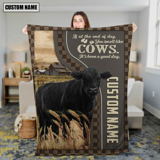 Uni Personalized Name Black angus A Good Day Blanket