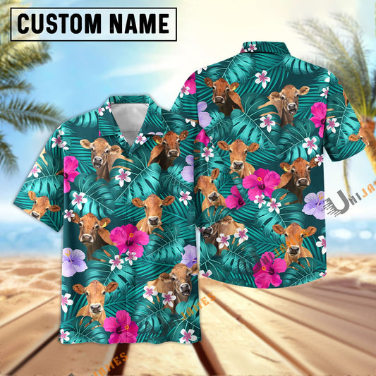 Uni Jersey Green Flowers Summer Pattern Hawaiian Shirt