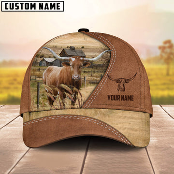 Uni TX Longhorn Customized Name Brown Cap