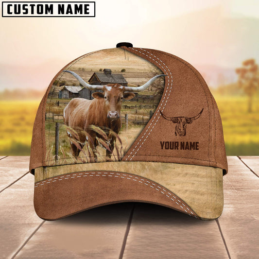 Uni TX Longhorn Customized Name Brown Cap