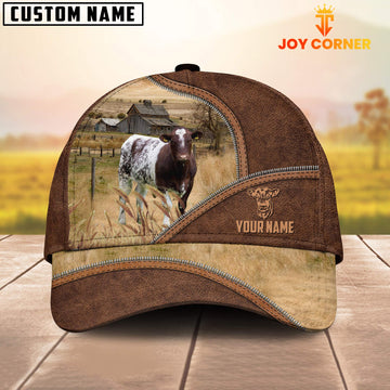 Uni Shorthorn Zipper Leather Pattern Customized Name Cap