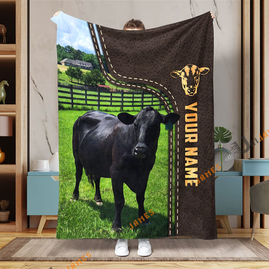 Uni Personalized Name Custom Image of Joshua Beaver Leather Pattern Blanket