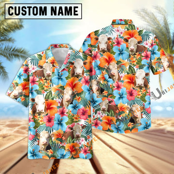 Uni Hereford Blue Colorful Summer Pattern Hawaiian Shirt