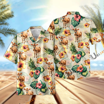 Uni Jersey Hibiscus Pineapple Hawaiian Shirt