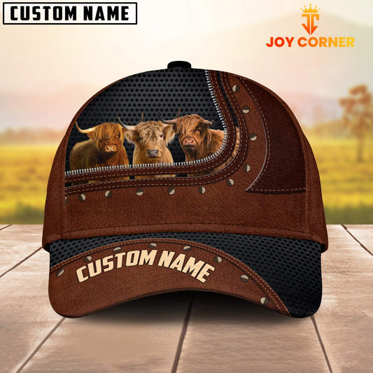 Uni Highland Happiness Zipper Pattern Customized Name Cap