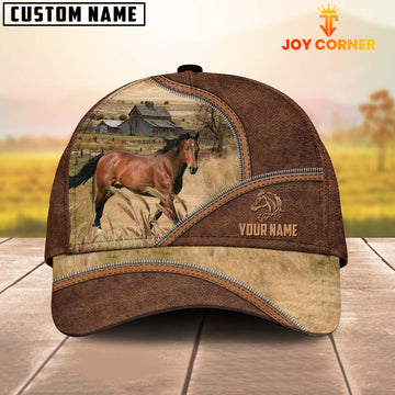 Uni Horse Zipper Leather Pattern Customized Name Cap