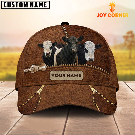 Uni Belted Galloway Cattle Zipper Pattern Customized Name Cap