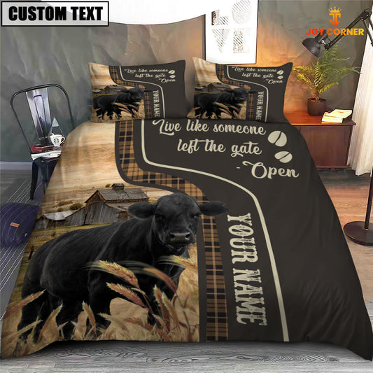 Uni Black Angus Like Someone Left The Gate Open Customized Name 3D Bedding Set