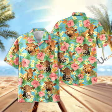 Uni Limousin Tropical Plants Leaves 3D Hawaiian Shirt