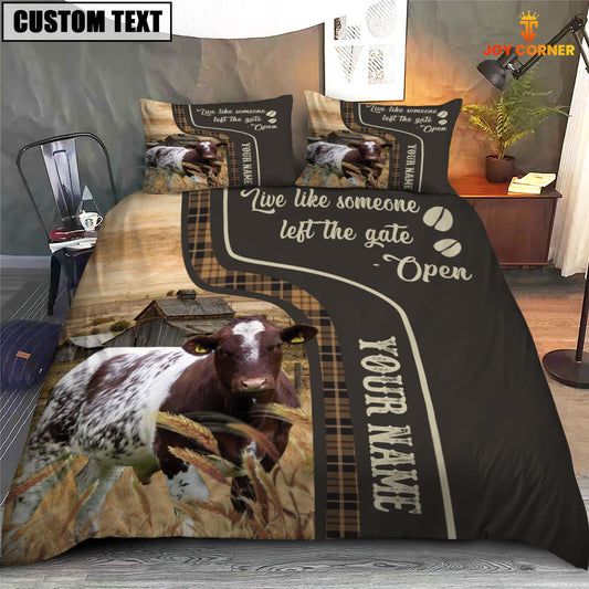 Uni Shorthorn Like Someone Left The Gate Open Customized Name 3D Bedding Set