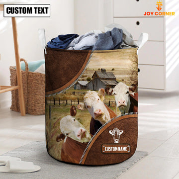 Uni Hereford Cow Custom Name Laundry Basket